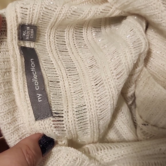 NY Collection semi sheer sparkle knit top XL - Picture 5 of 6